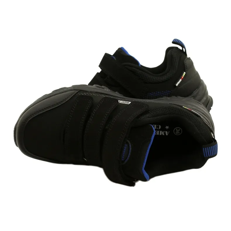 American Club Chaussures Sport Softshell Avec Velcro Américain WT52/22 Noir le noir bleu