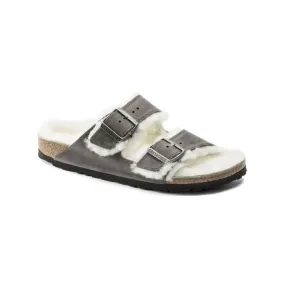 Birkenstock Arizona Shearling Embossed Oiled Leather - Sandales d'hiver | Hardloop