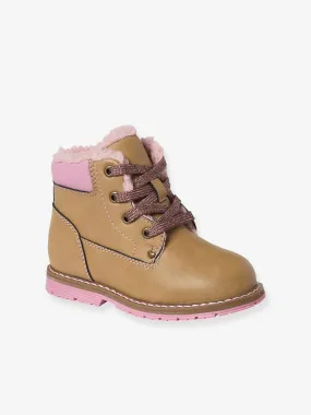 Boots fourrées lacées fille collection maternelle camel - Vertbaudet