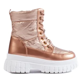 Bottes de neige dorées pour femme avec laçage Shelovet d'or