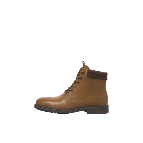 Bottes homme jaune foncé lacets caoutchouc Leif marron en cuir Jack & Jones - Boots et bottines Homme sur MenCorner