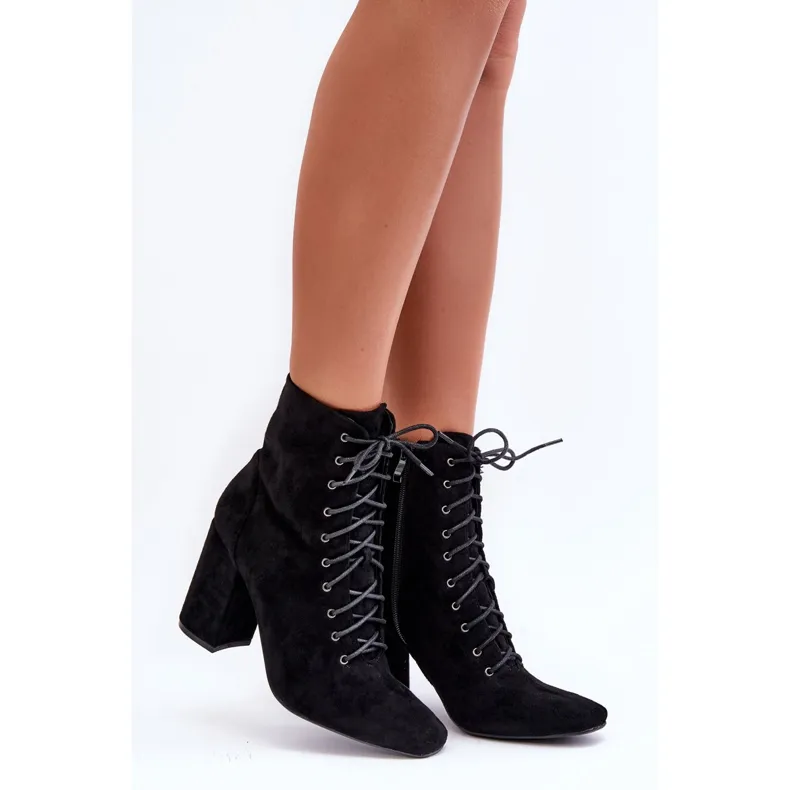 Bottes à talon en daim pour femmes noires Saolio le noir