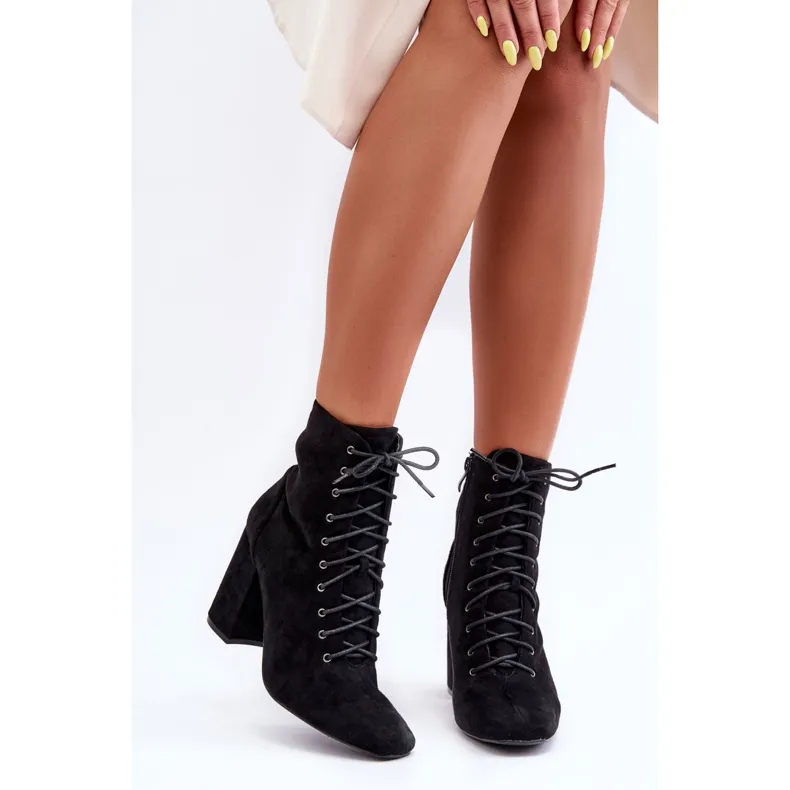 Bottes à talon en daim pour femmes noires Saolio le noir