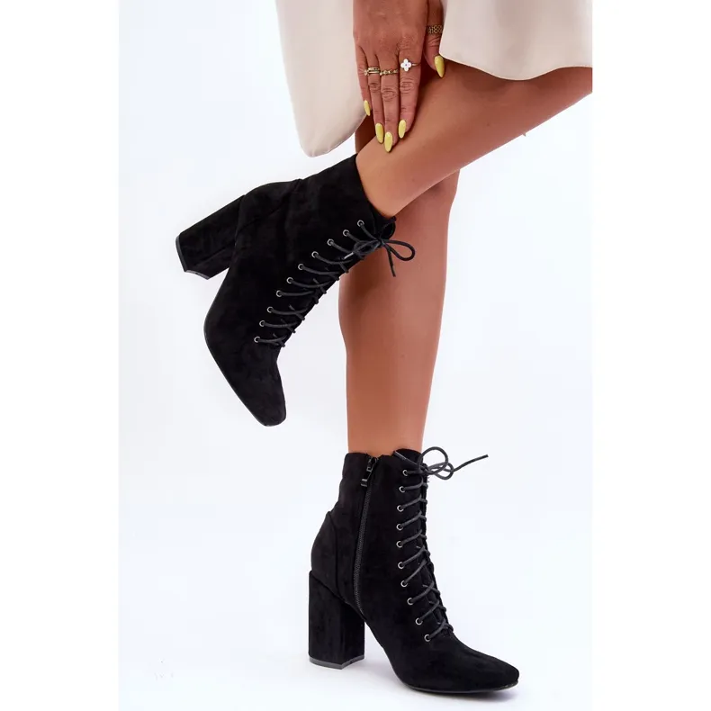 Bottes à talon en daim pour femmes noires Saolio le noir