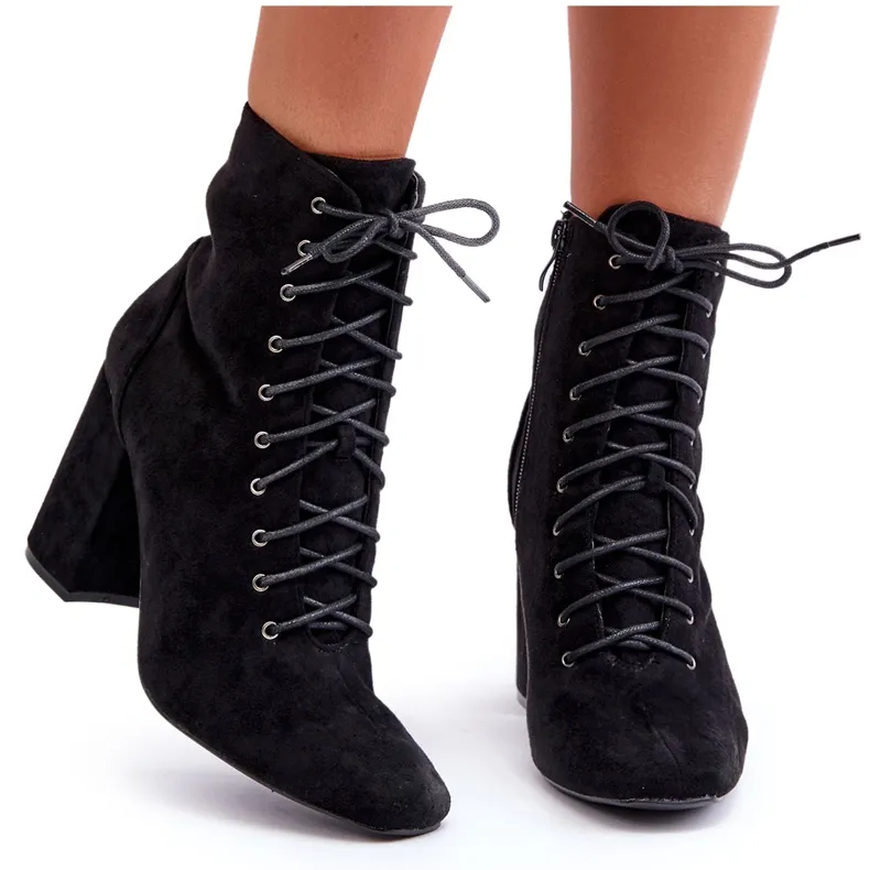 Bottes à talon en daim pour femmes noires Saolio le noir