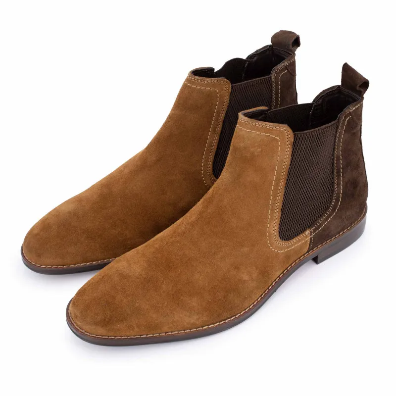 Bottines cuir de chèvre bi color dégradé de marron t41-46 Homme 