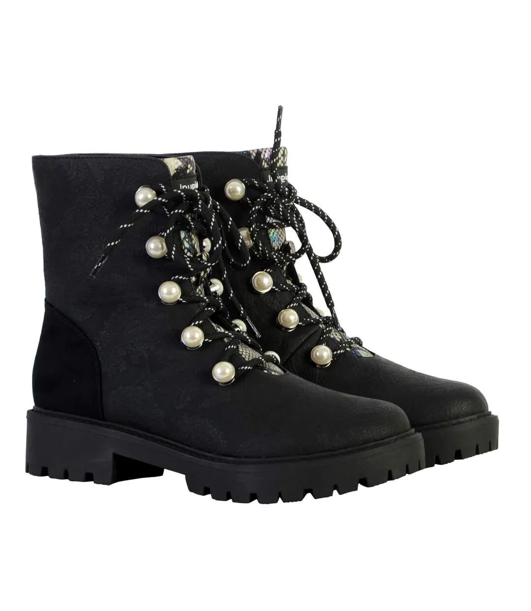 Bottines Cuir Montante Desigual Biker Pearl