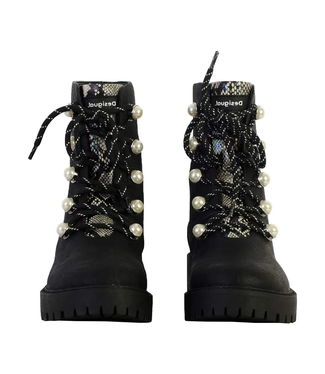 Bottines Cuir Montante Desigual Biker Pearl