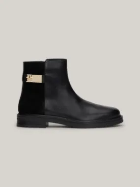 Bottines en cuir multitextures | Noir | Tommy Hilfiger