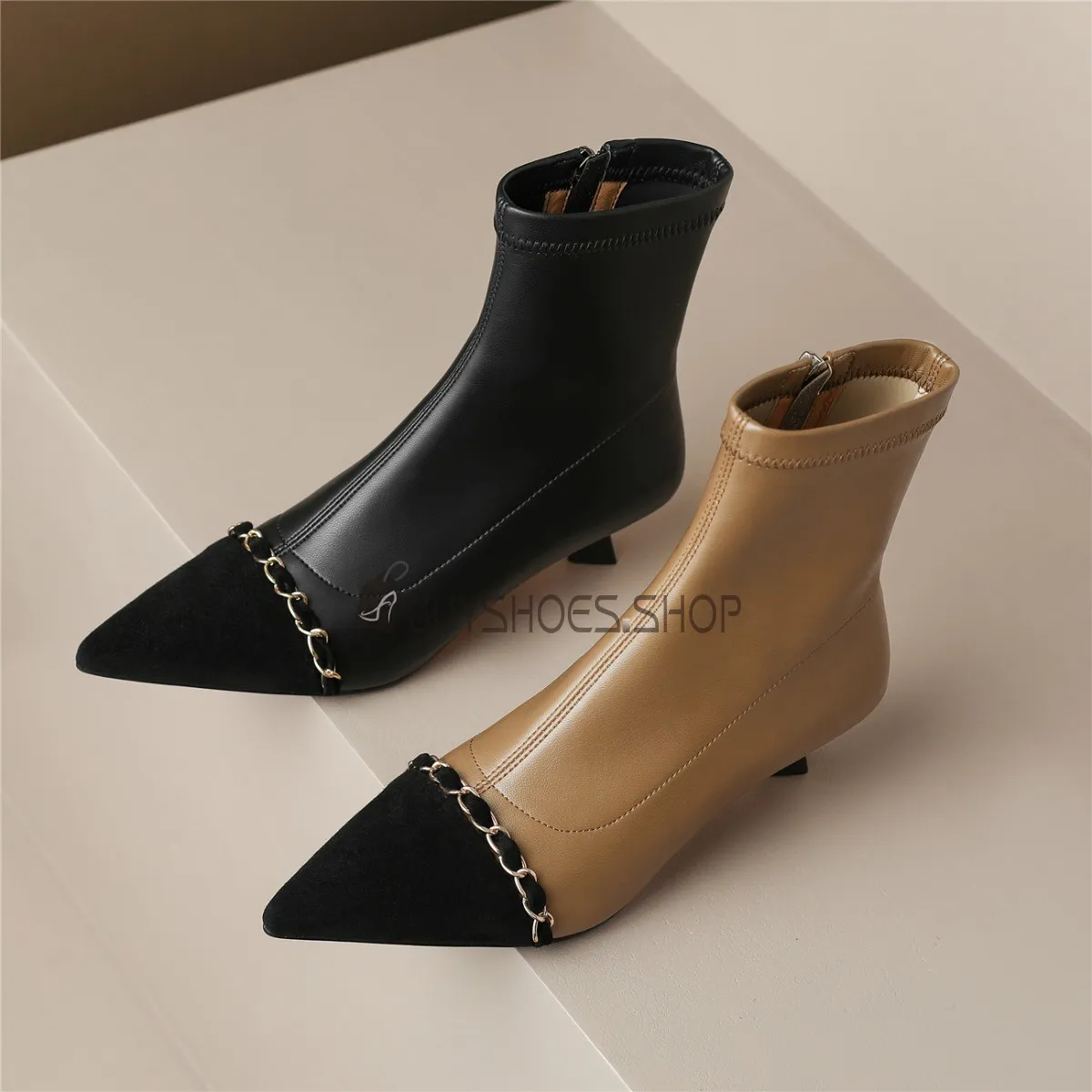 Cuir Vernis Talon Aiguille Boots Femme Bottines Cuir Daim Ceremonie À Talon