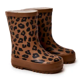 FRROCK Bottes en caoutchouc marron pour enfants avec imprimé léopard Nanny brun le noir