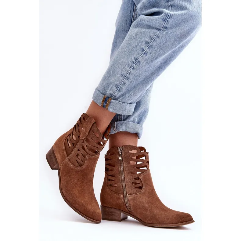 Lewski Shoes Bottines Cuir Ajourées Femme Marron Lewski 3329 brun