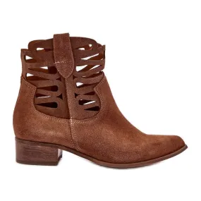 Lewski Shoes Bottines Cuir Ajourées Femme Marron Lewski 3329 brun