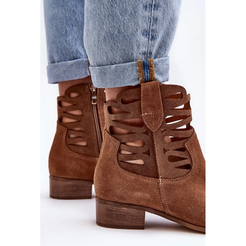 Lewski Shoes Bottines Cuir Ajourées Femme Marron Lewski 3329 brun