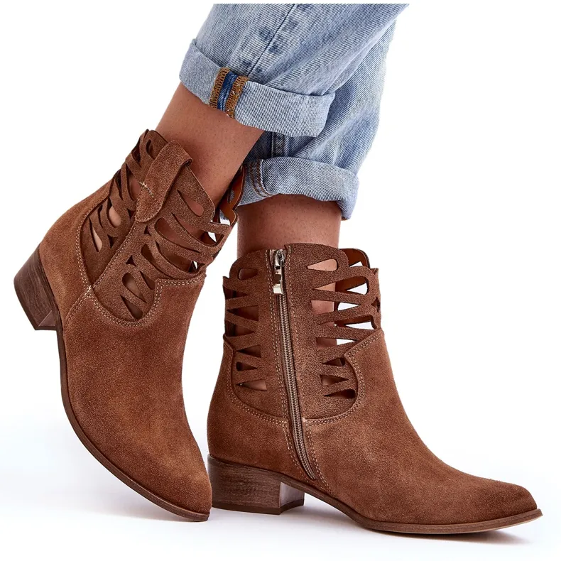 Lewski Shoes Bottines Cuir Ajourées Femme Marron Lewski 3329 brun