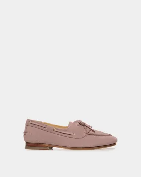 Mocassin Plume En Daim Mauve Clair