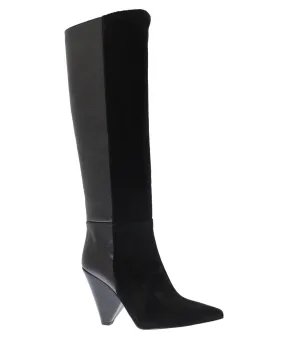 Sublime botte femme cuir & daim noir OSMOSE Shoes à talon biseauté